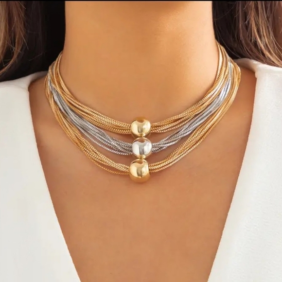 Necklace layers silver gold plated - Picture 5 of 6